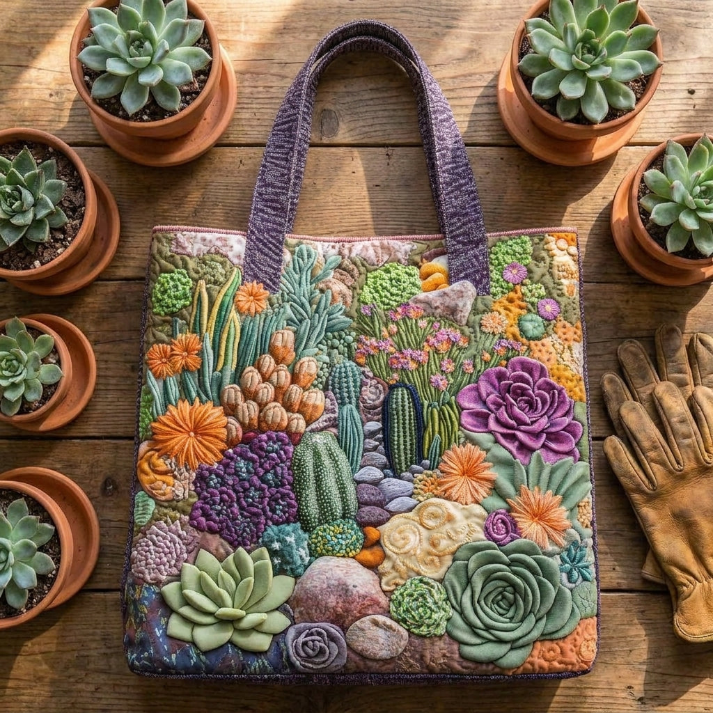 Sac fourre-tout artisanal - Jardin de succulentes