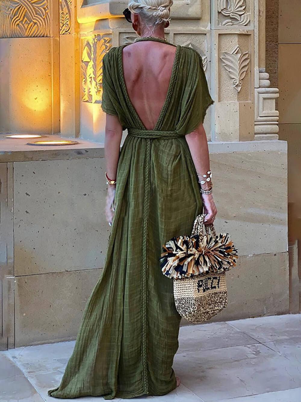 Elena | Kimono Drapé Robe Maxi à Fente