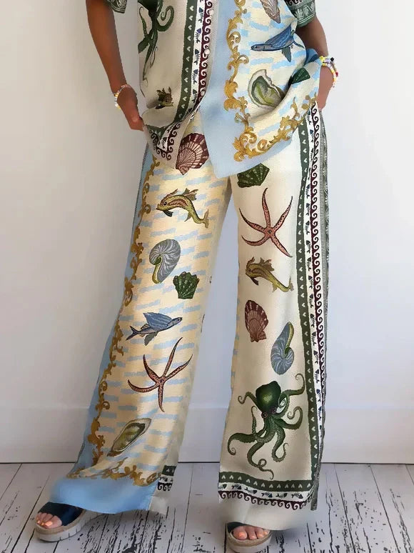 Marina | Ensemble Imprimé Floral en Mer Profonde