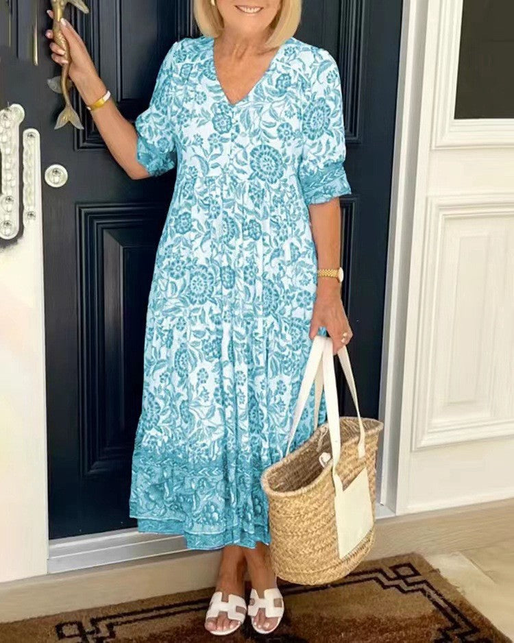 Tallis | Robe Fleurie V-Neck Élégante