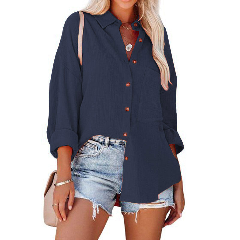 MADELYN | Blouse décontractée à boutons et manches longues