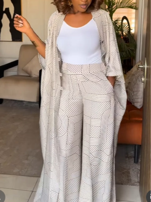 Samantha | Ensemble Cardigan Rayé & Pantalon