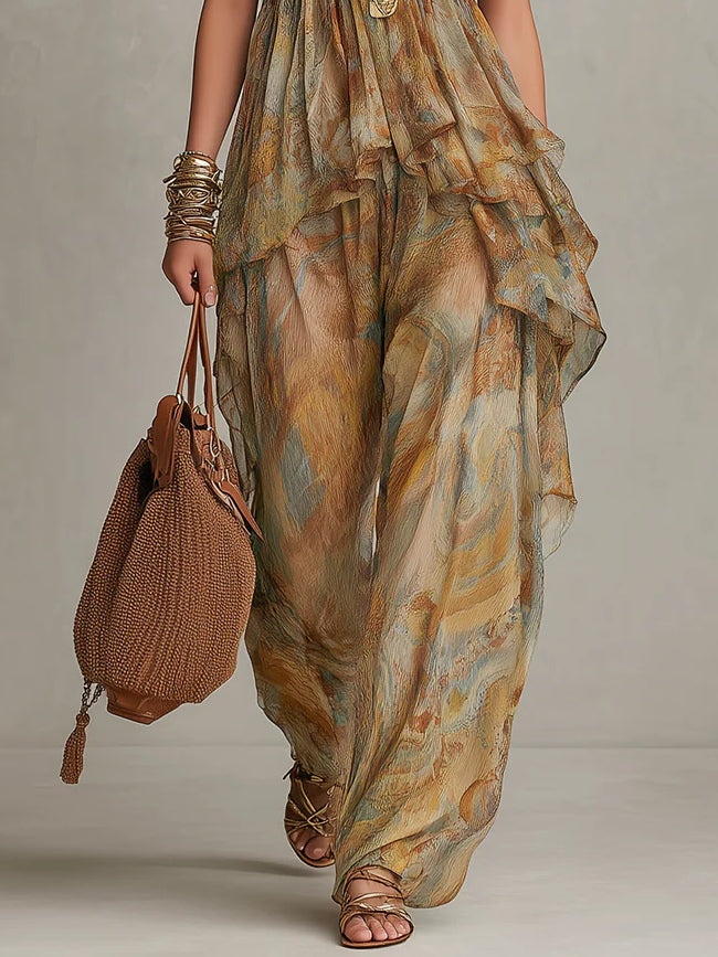 Sienna | Ensemble de débardeur en chiffon à volants et pantalon large