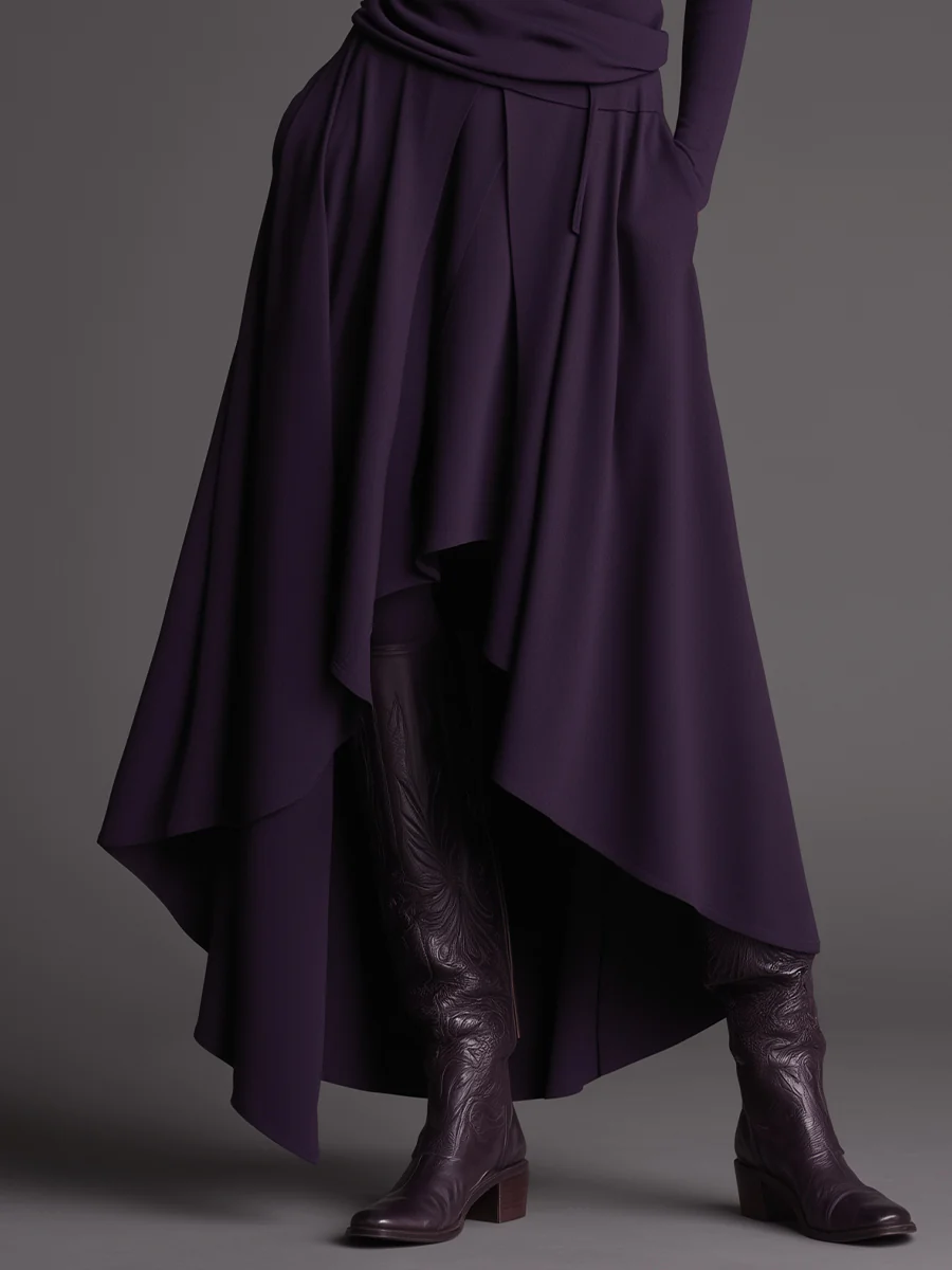 Lilas | Ensemble haut col roulé et jupe asymétrique
