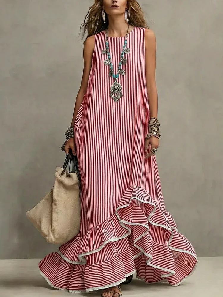 Grâce | Robe Maxi Décontractée à Volants Rétro