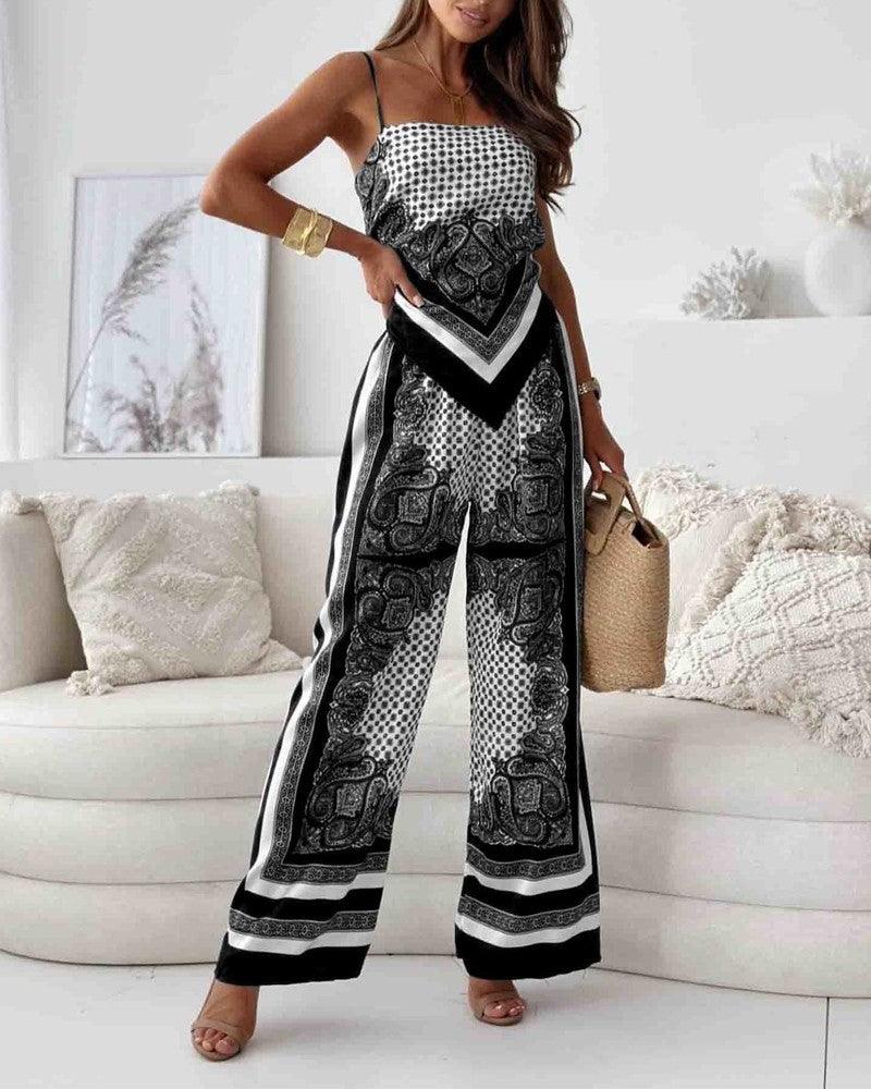 Lila | Ensemble de débardeur et pantalon à lacets imprimé