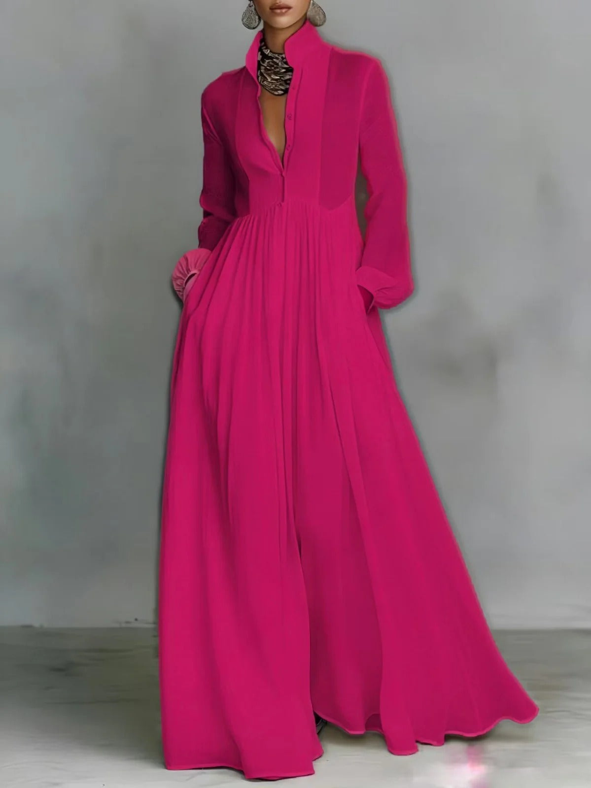 Helen | Robe Maxi Fluide à Boutons