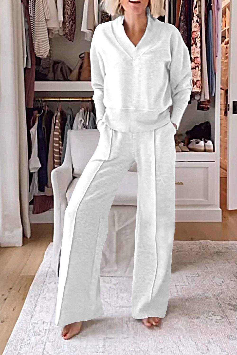 Samantha | Ensemble Haut et Pantalon à Col V