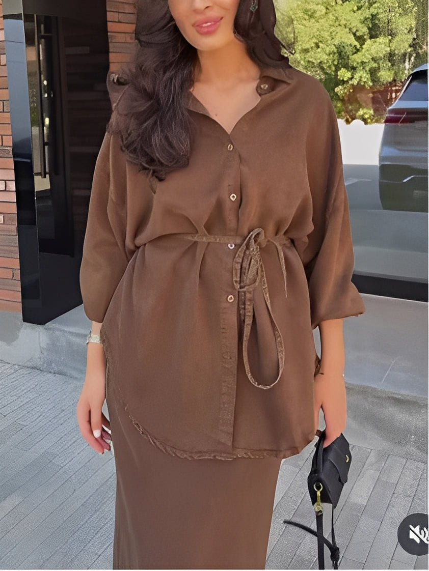 Sienna | Ensemble Chemise et Jupe à Cordon