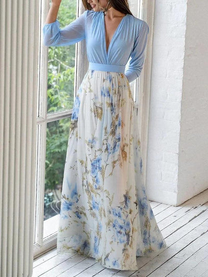 Madeleine | Robe Maxi à Imprimé Floral Éblouissant avec Décolleté en V
