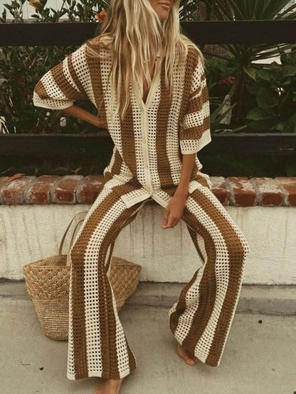 Sienna | Ensemble Chemise Rayée et Pantalons Amples