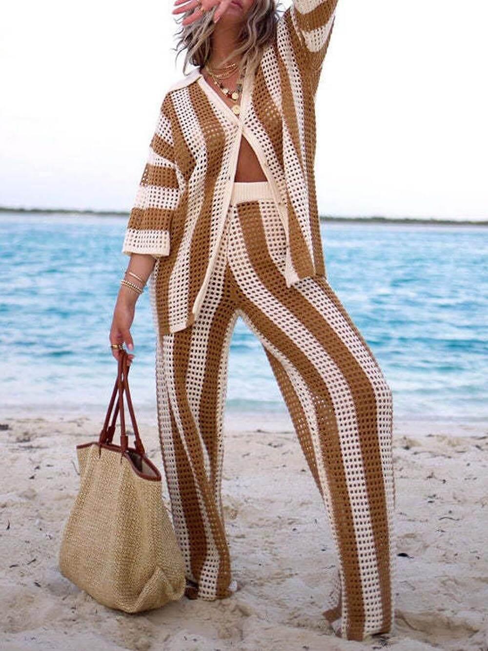 Sienna | Ensemble Chemise Rayée et Pantalons Amples