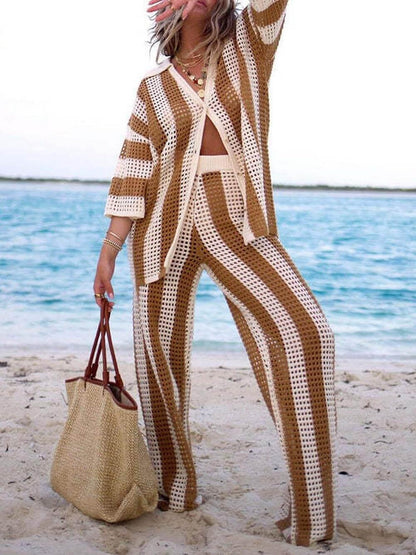 Sienna | Ensemble Chemise Rayée et Pantalons Amples