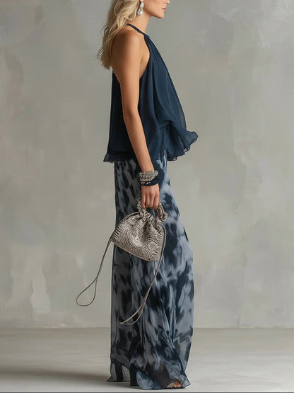 Sofia | Ensemble Top à Col Halter et Pantalons Amples Imprimés
