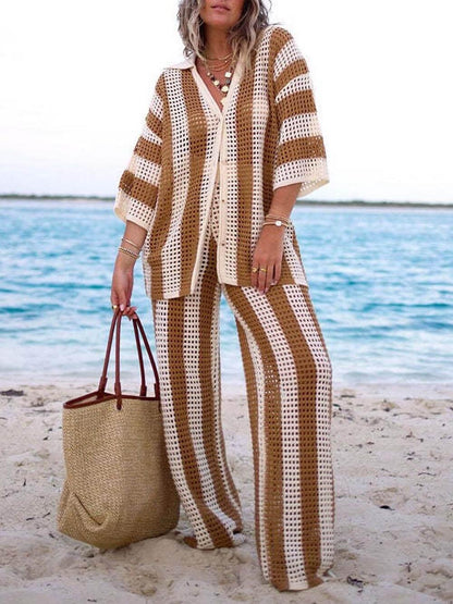 Sienna | Ensemble Chemise Rayée et Pantalons Amples