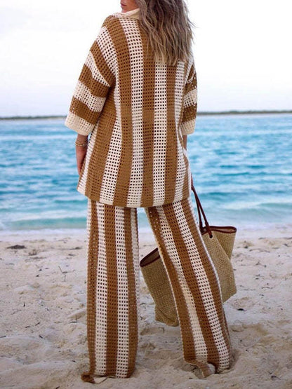 Sienna | Ensemble Chemise Rayée et Pantalons Amples