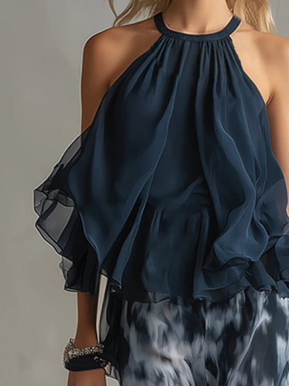 Sofia | Ensemble Top à Col Halter et Pantalons Amples Imprimés