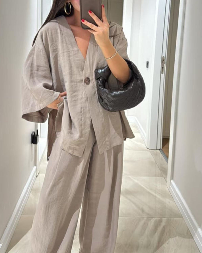 Sienna | Ensemble Top à Col V et Pantalon