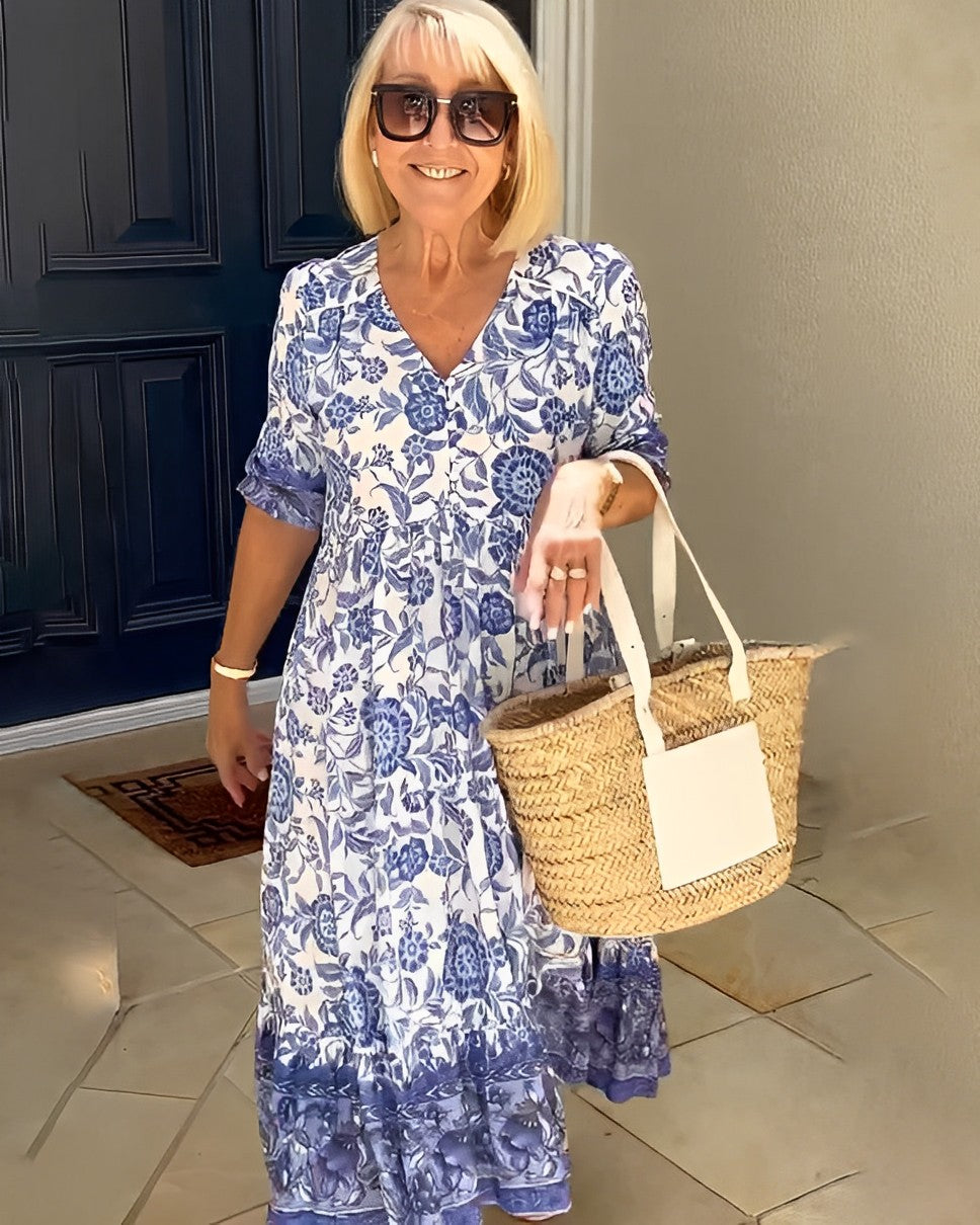 Ellie | Robe Fleurie V-Cou Élégante