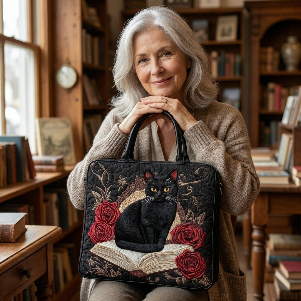 Sac Artisan Matelassé - Chat Noir sur Livres