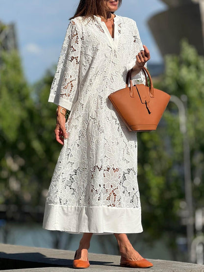 Willow | Robe Midi V-Neck Fleurs Glam de Plage