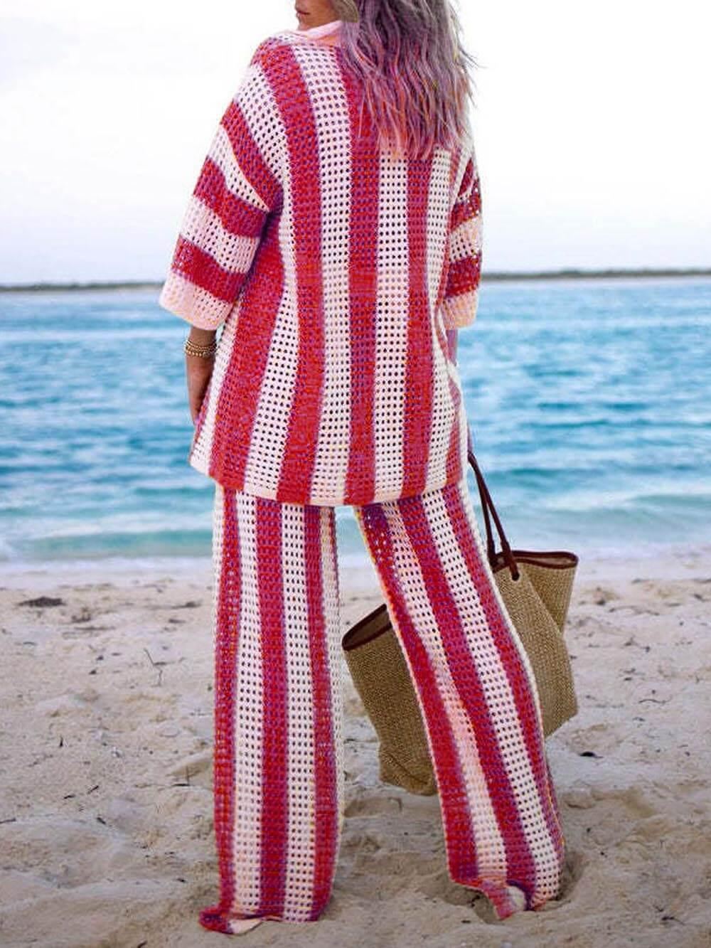 Sienna | Ensemble Chemise Rayée et Pantalons Amples