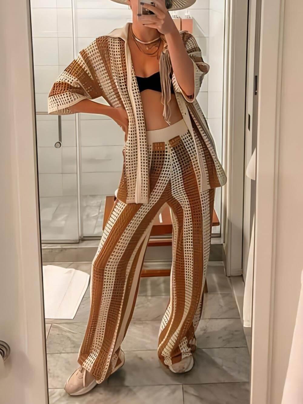 Sienna | Ensemble Chemise Rayée et Pantalons Amples