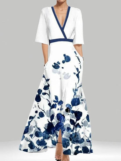 Lea | Ensemble de Robe Maxi Élégante à Manches Mi-Longues Glamour de Bord de Mer