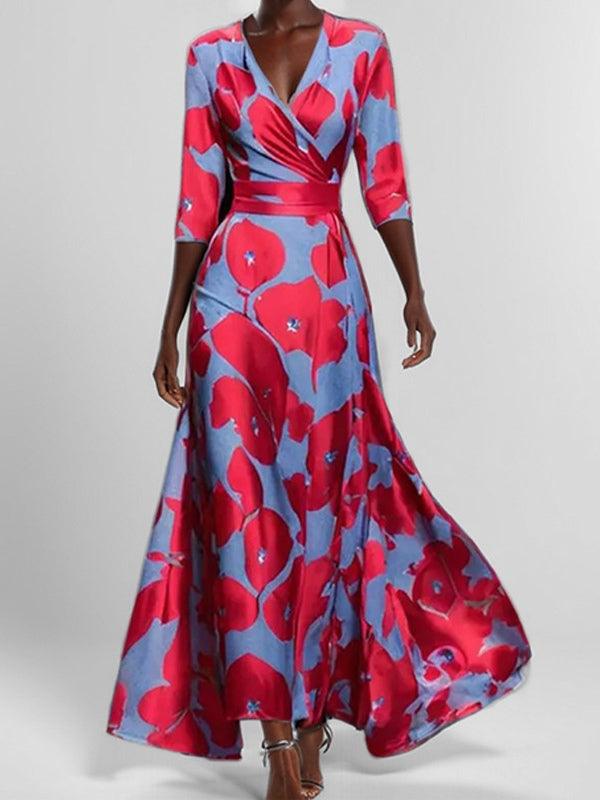 Lea | Ensemble de Robe Maxi Élégante à Manches Mi-Longues Glamour de Bord de Mer