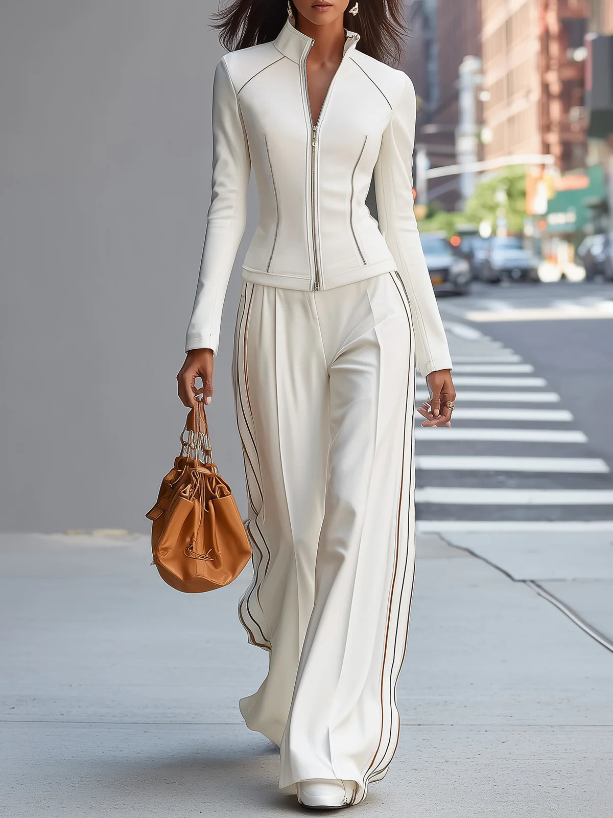 Lila | Ensemble de Pantalon Large à Zip