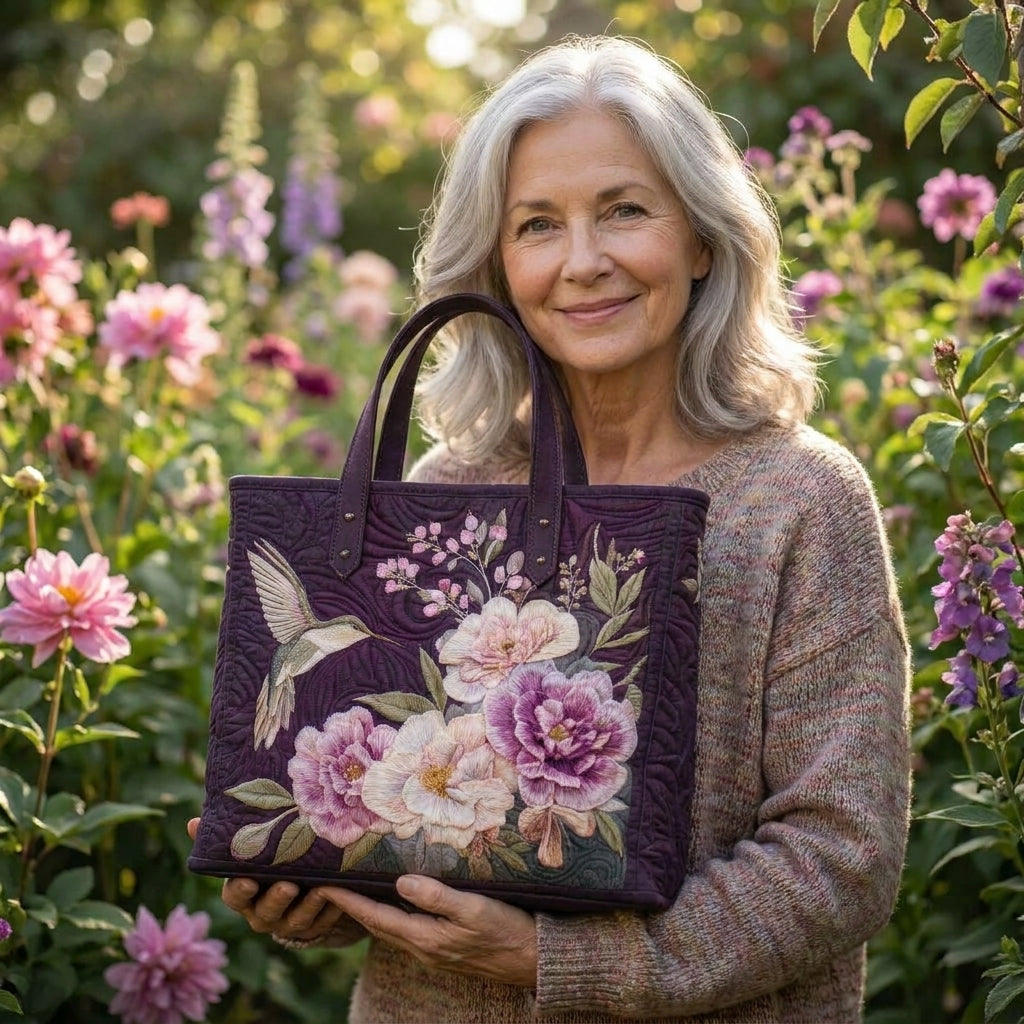 Sac Matelassé Artisanal - Colibris et Orchids