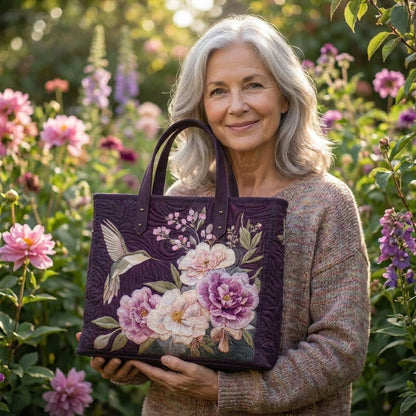 Sac Matelassé Artisanal - Colibris et Orchids