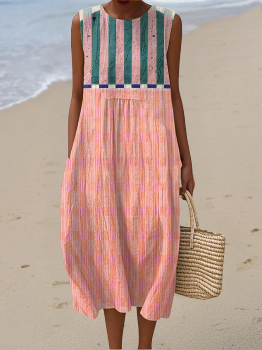 Lily™ | Robe Midi Pastel Rayée