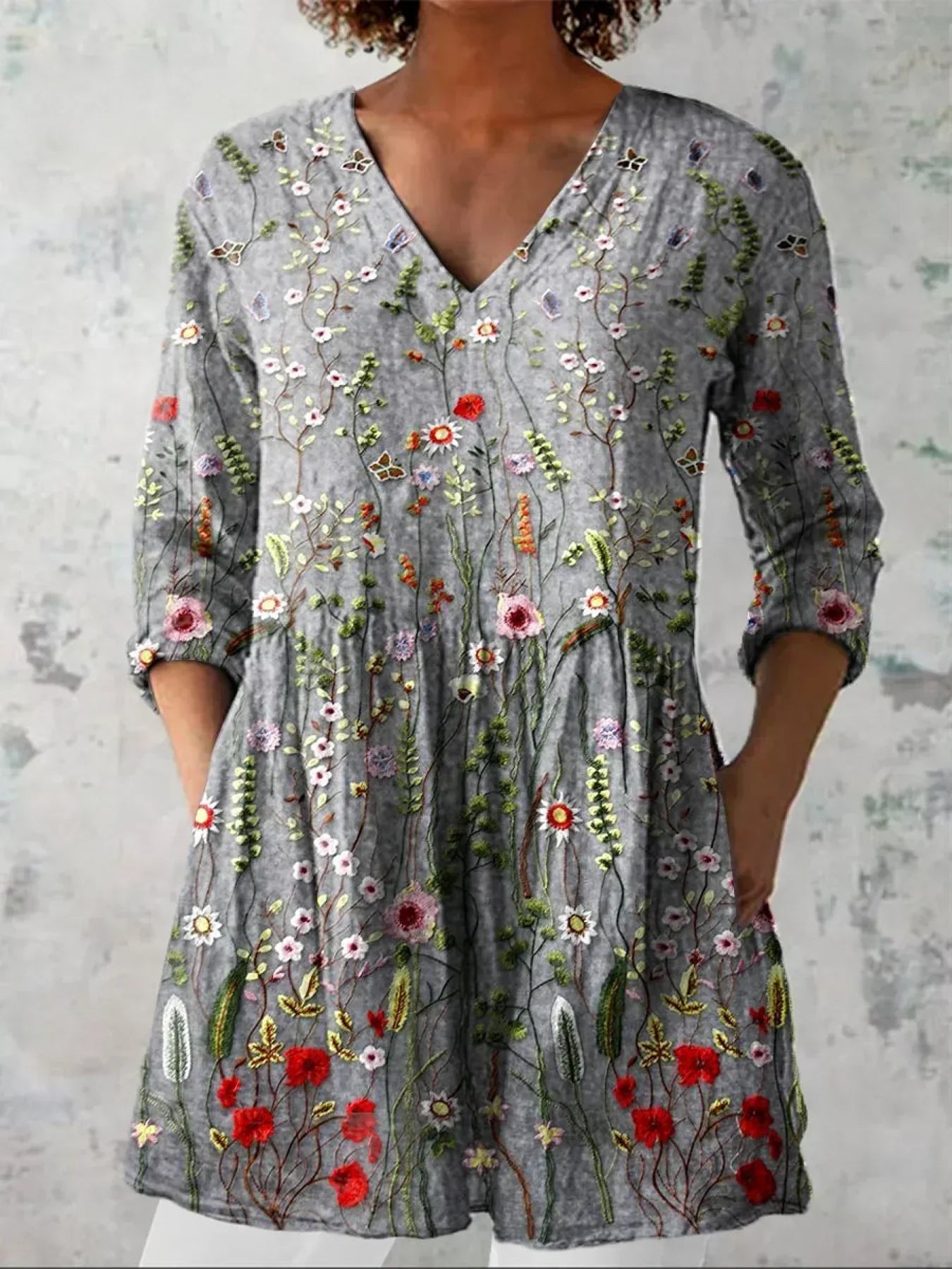 Ava | Chemise V-Neck à Imprimé Floral Heritage