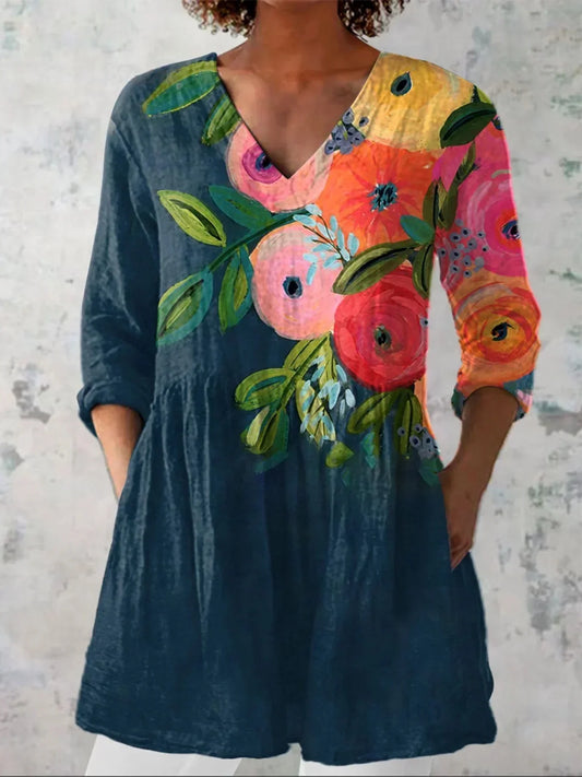 Elizabeth | Chemise Florale Classique à Col V