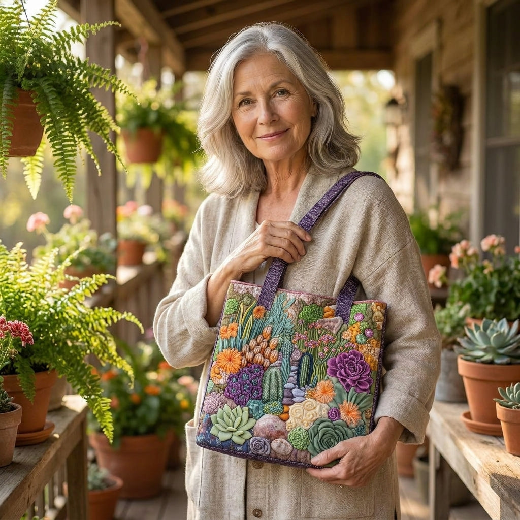 Sac fourre-tout artisanal - Jardin de succulentes
