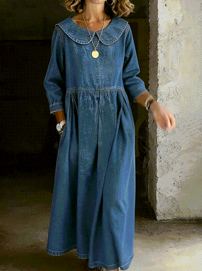 Clara | Denim Dress with Peter Pan Collar