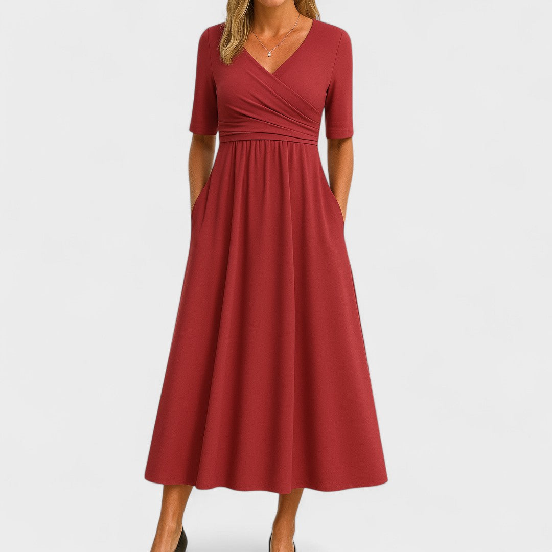 Eleanor | Robe Midi Élégante avec Poches