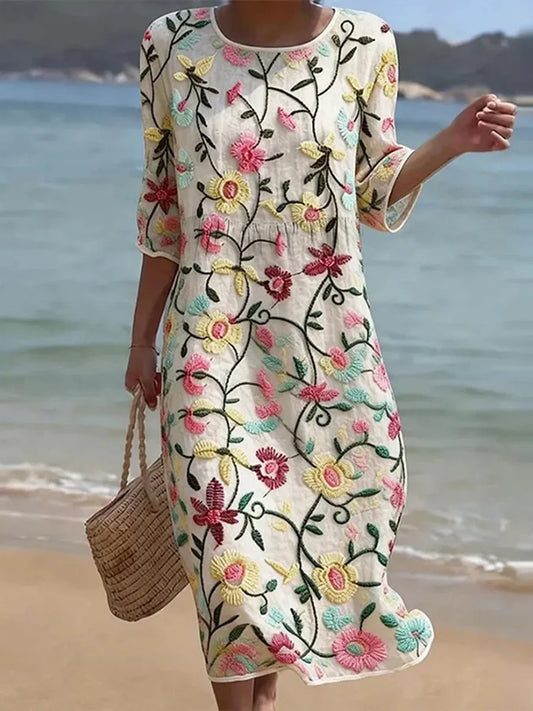 Rosa | Robe midi à fleurs élégante