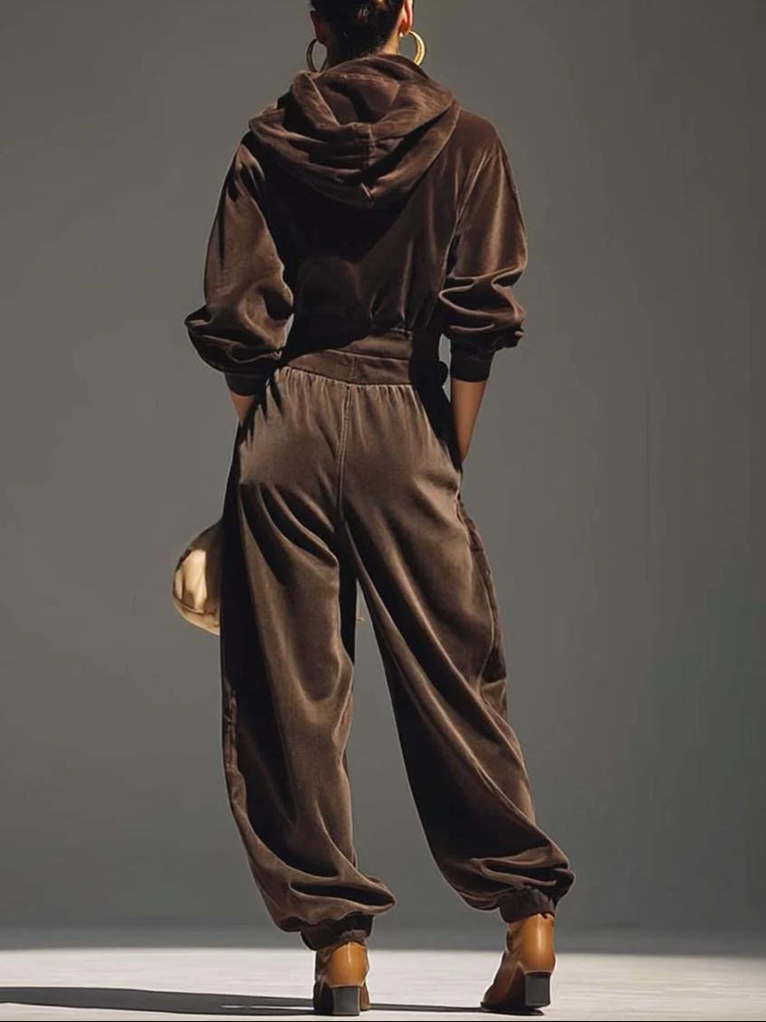 Vivienne | Ensemble Sweat à Capuche en Velours et Pantalons