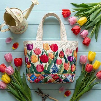 Sac fourre-tout matelassé - Jardin de tulipes