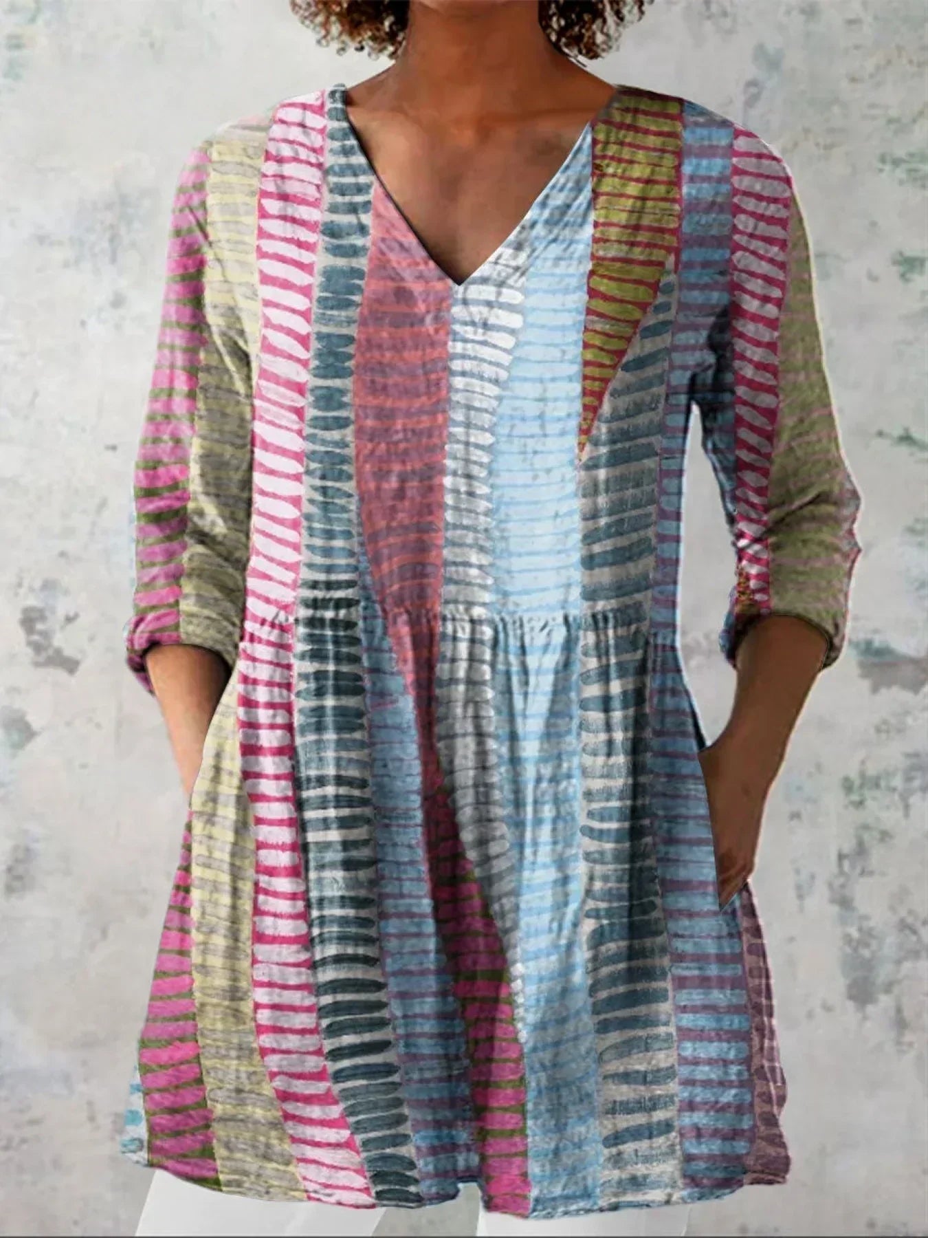 Eleanor | Chemise à Col V en Blocs de Couleur