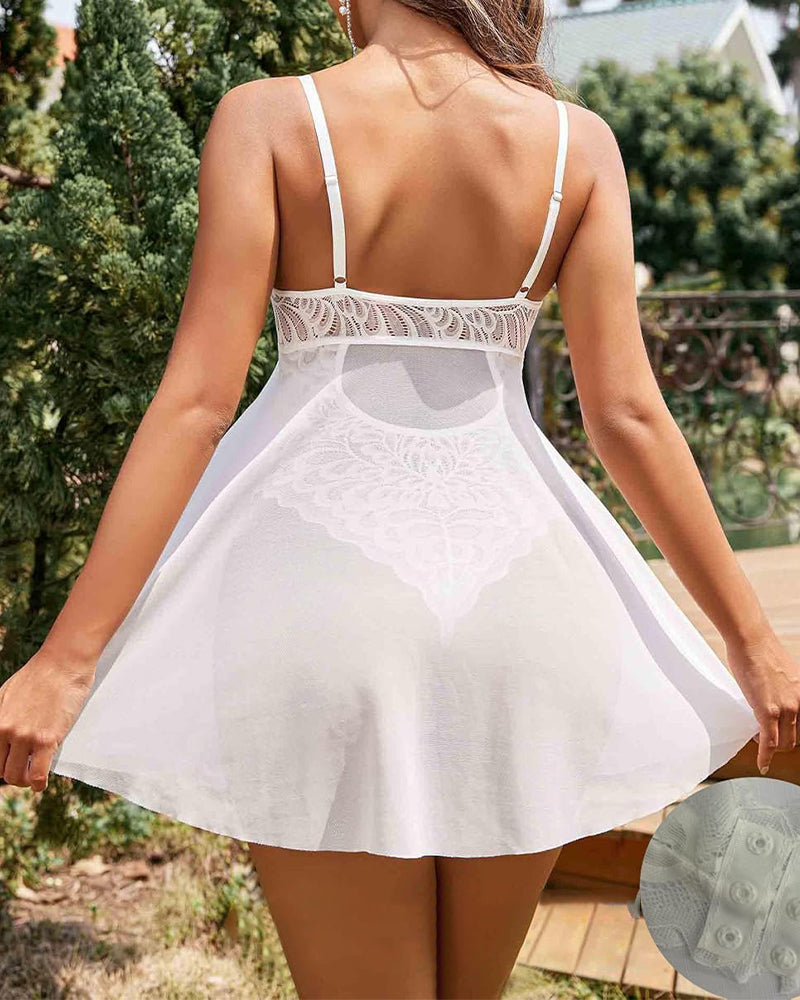 Natalia™ | Teddy en Dentelle Luxe avec Overlay en Maille Aérée