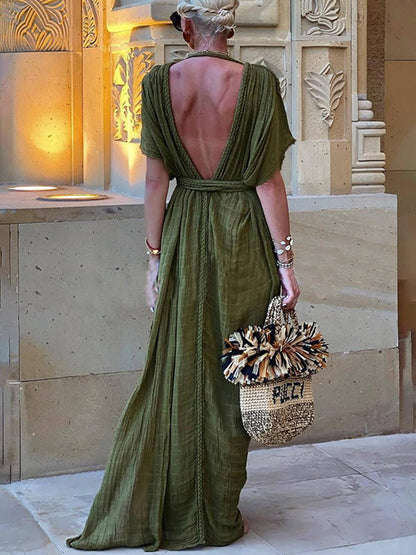 Elena | Kimono Drapé Robe Maxi à Fente