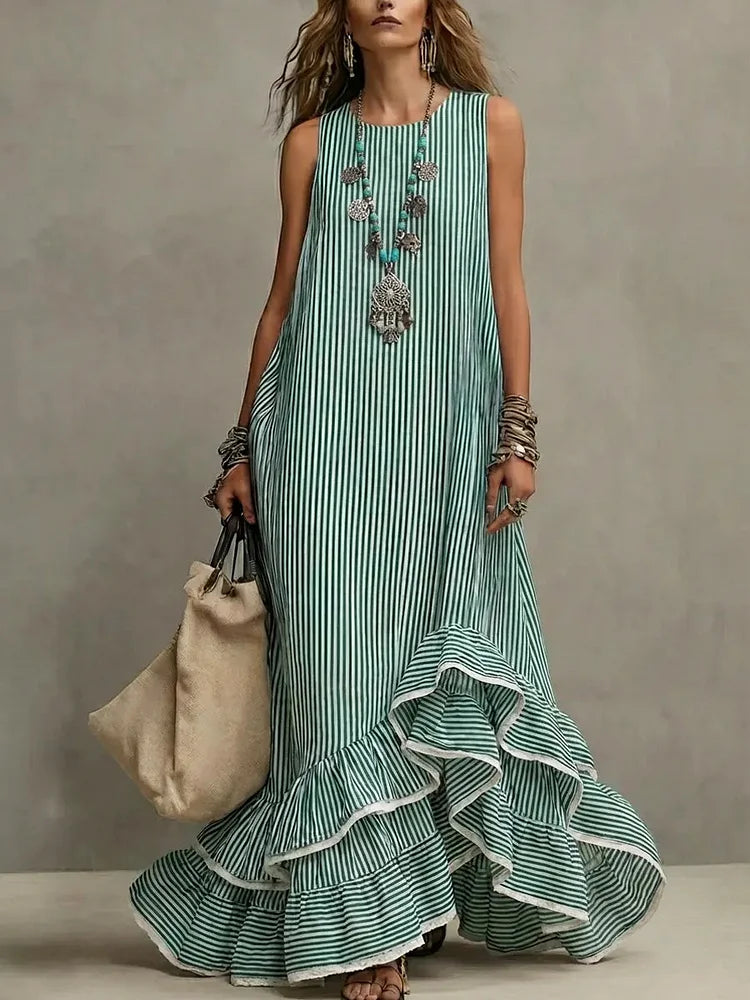 Grâce  | Robe Maxi Décontractée à Volants Rétro