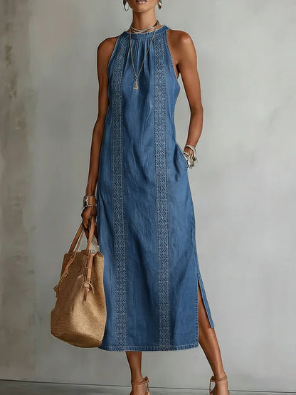Julia | Robe en Jean avec Détails en Dentelle Vintage