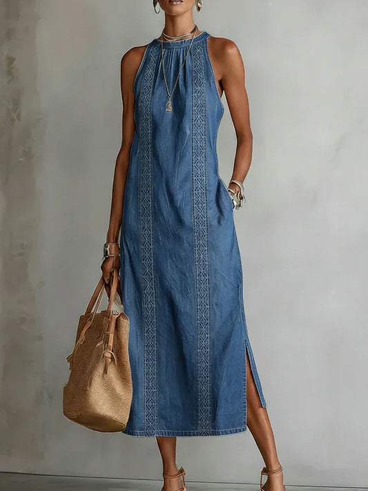 Julia | Robe en Jean avec Détails en Dentelle Vintage