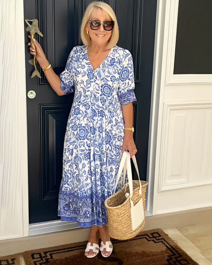 Tallis | Robe Fleurie V-Neck Élégante