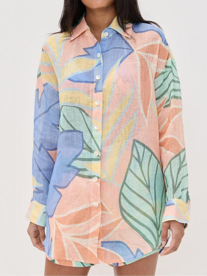 Diego | Ensemble Court Imprimé Feuilles Tropicales