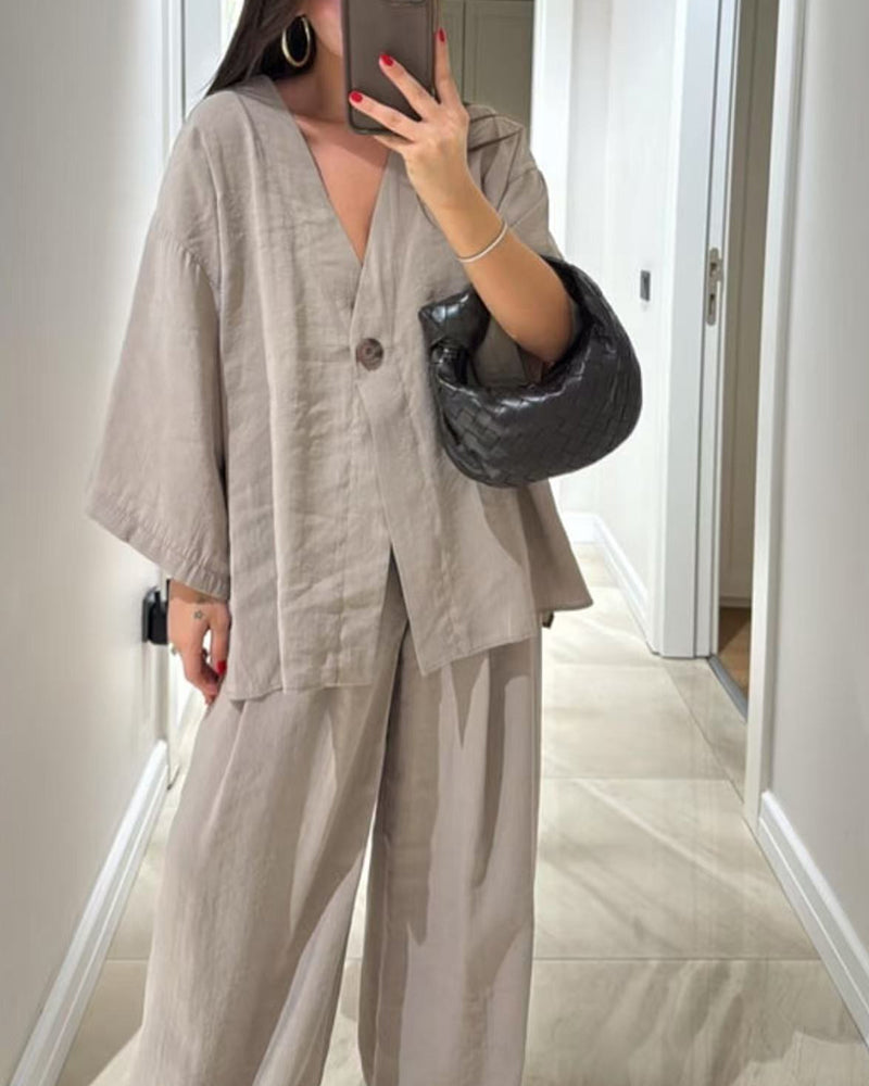 Sienna | Ensemble Top à Col V et Pantalon